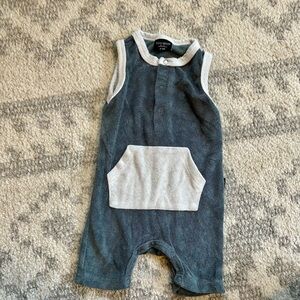 Little Bipsy Gray and Cream Terry Beach Sleeveless Bodysuit